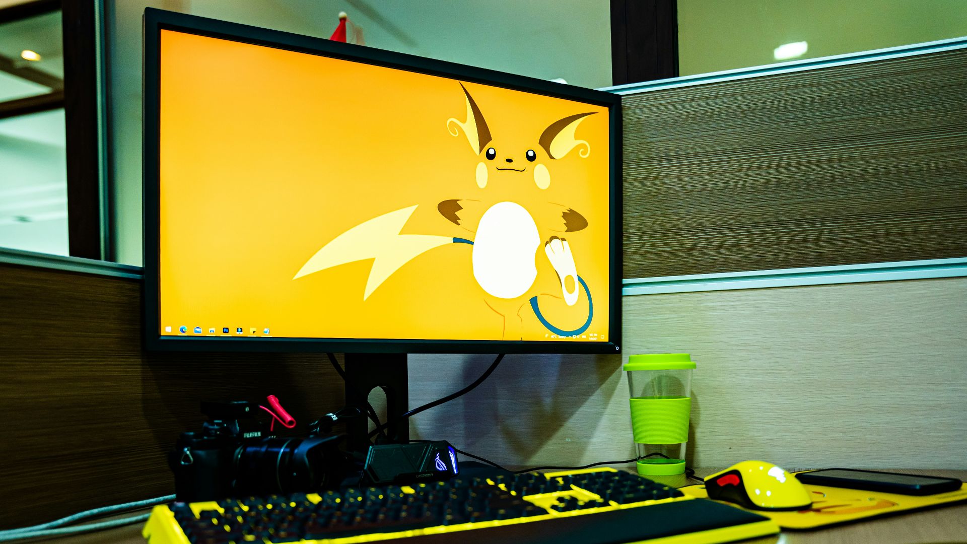 black flat screen computer monitor turned on beside black computer keyboard