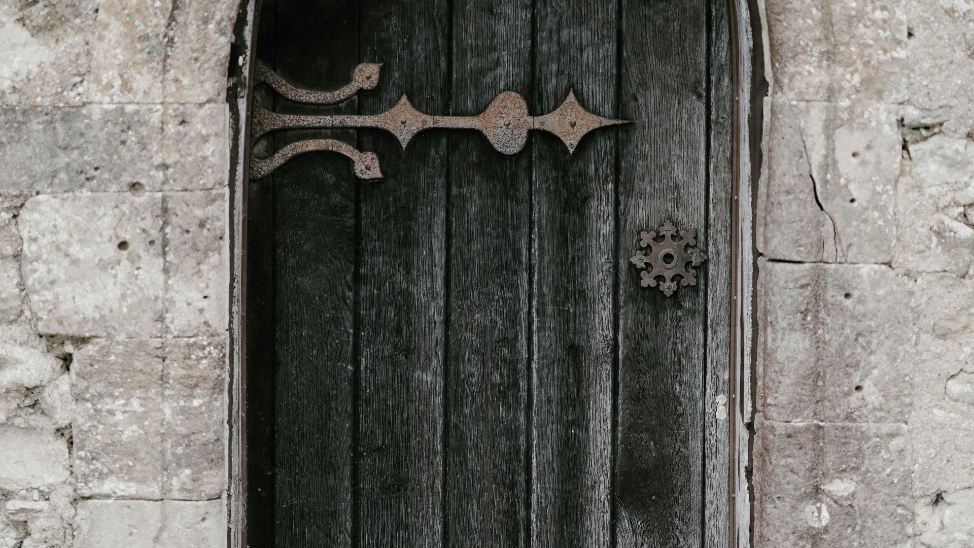 black wooden door