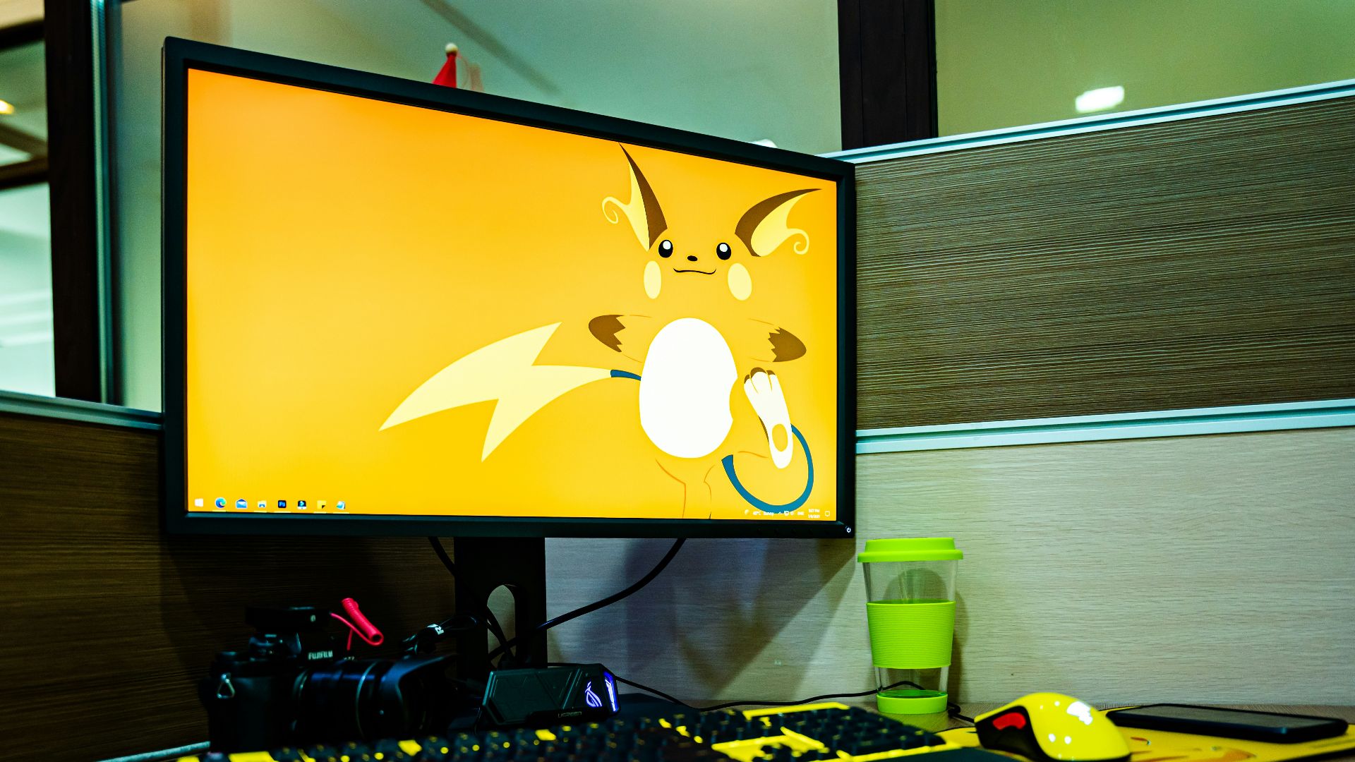 black flat screen computer monitor turned on beside black computer keyboard