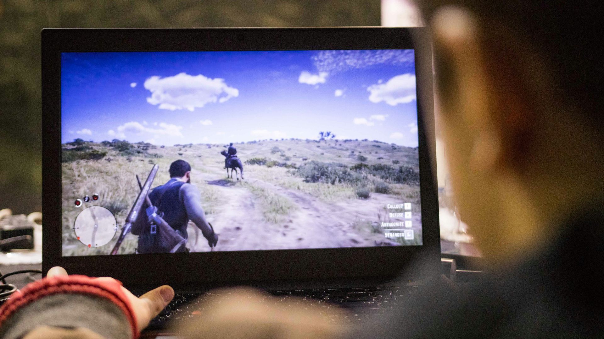 a person holding a camera