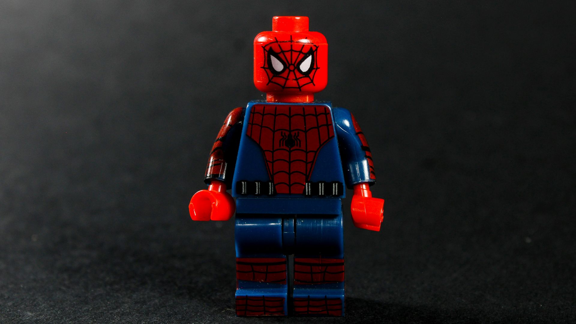 Lego spider-man figure on dark background