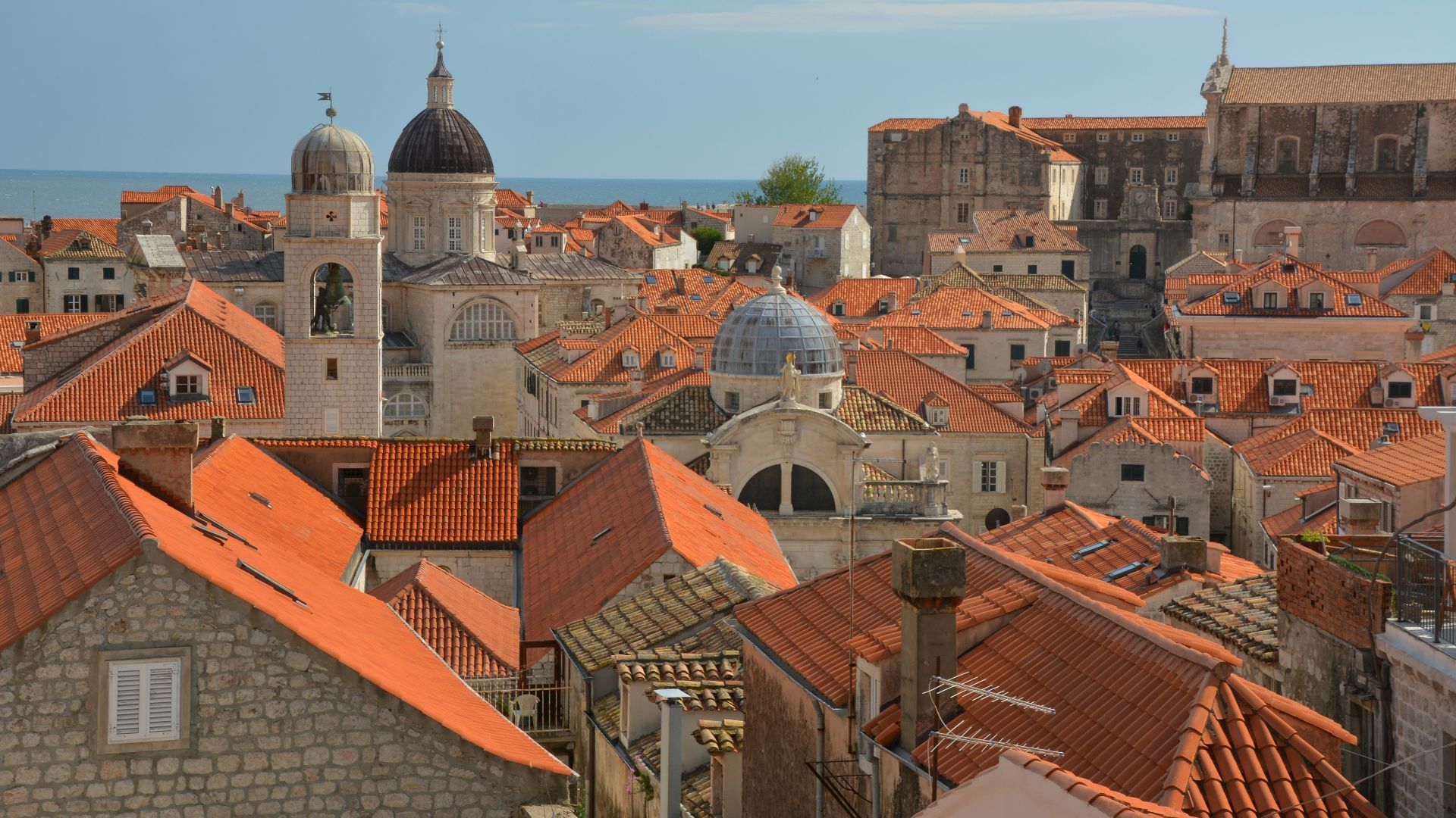 orange-roofed building