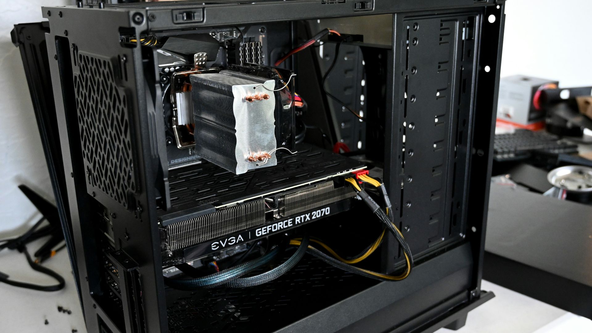 black computer tower on white table