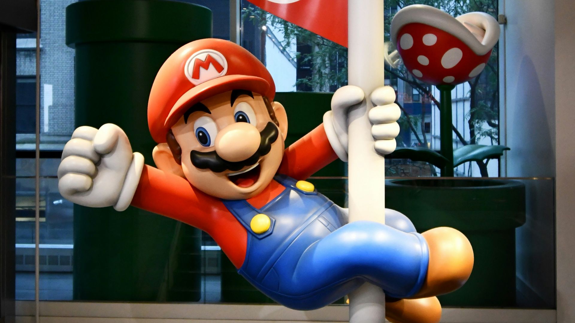 super mario holding m ms candy cane
