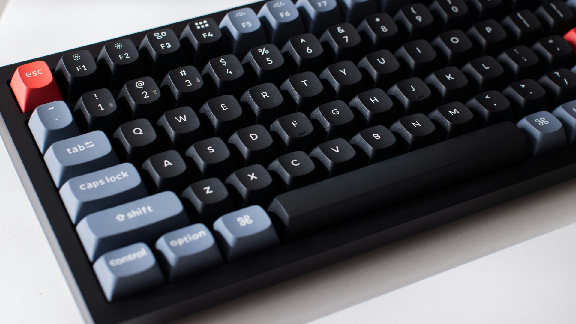 a close up of a keyboard on a table