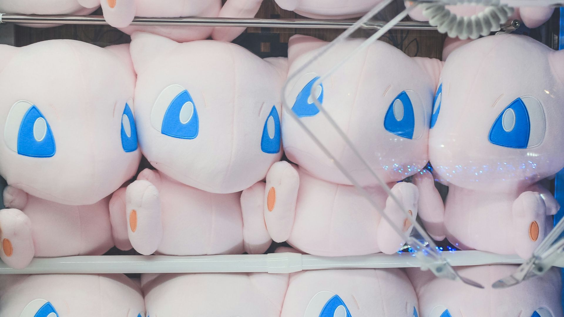 white and blue plush toy