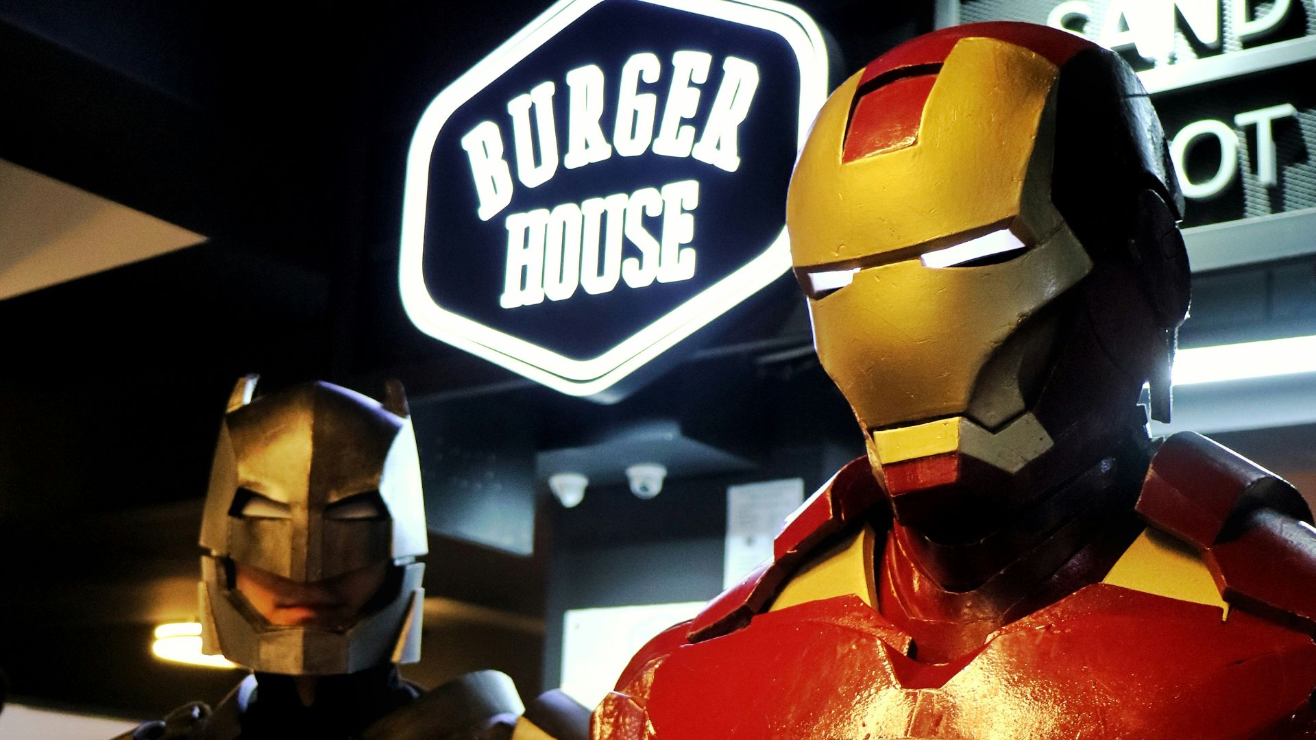 red and black iron man costume