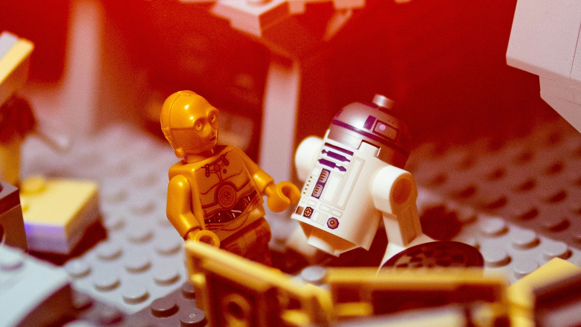 a close up of a lego star wars scene