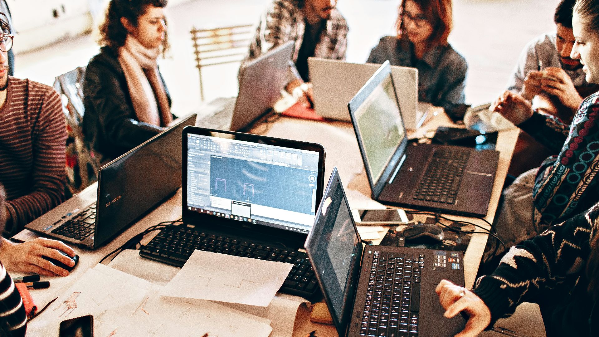 person using black laptop computer