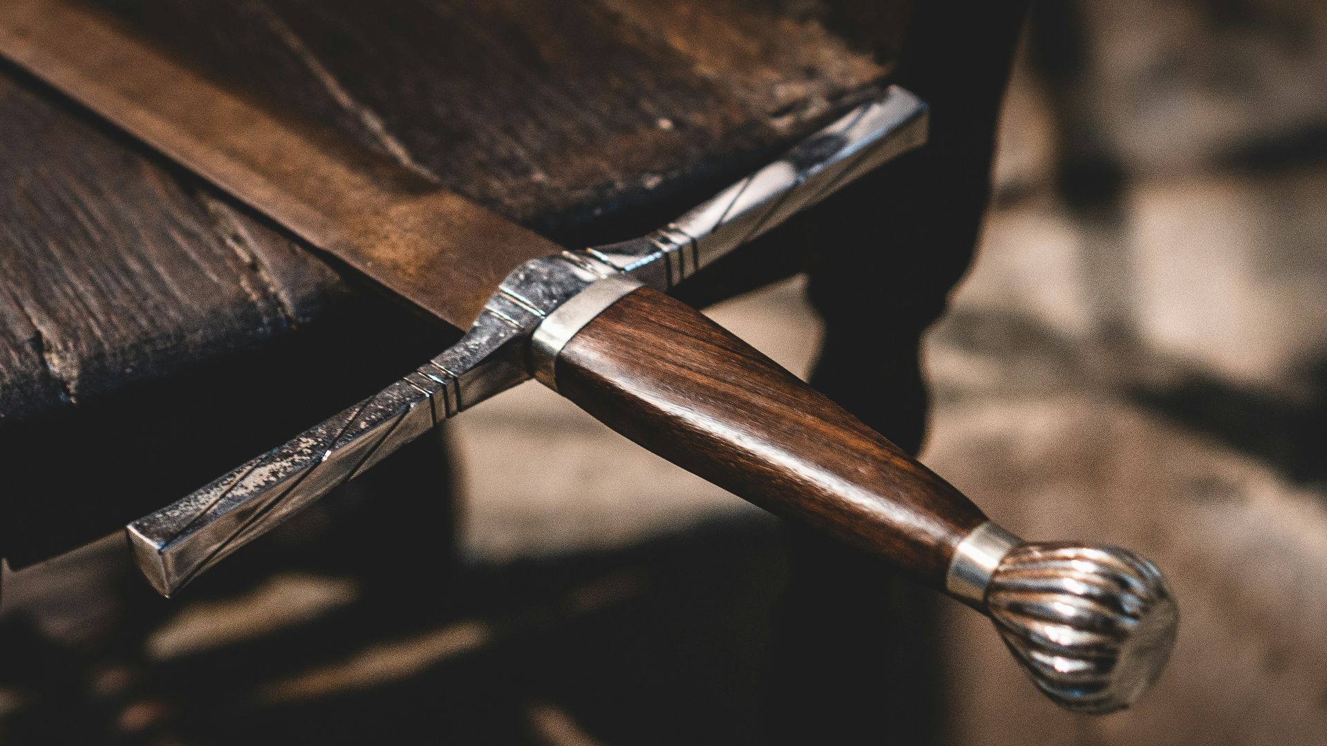 brown wooden handle bar on brown wooden table