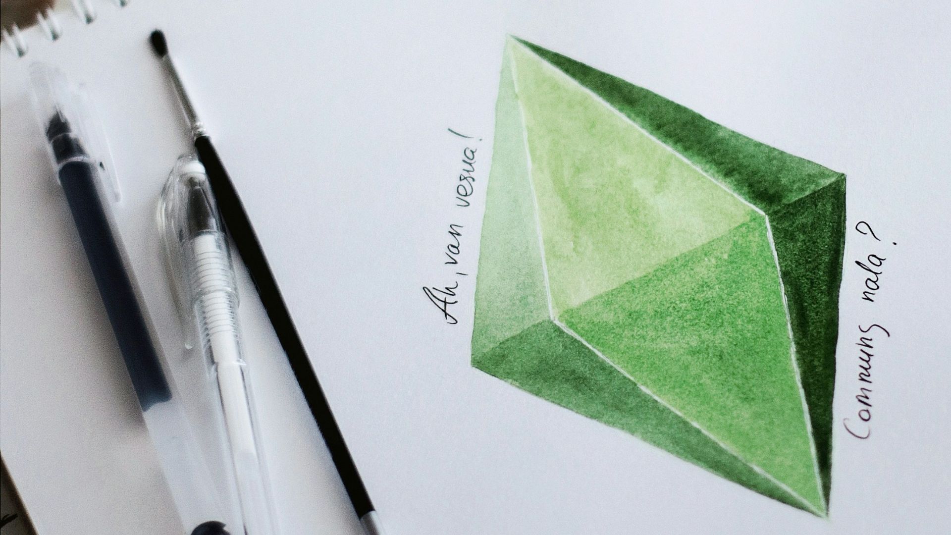 green sticky note on white paper