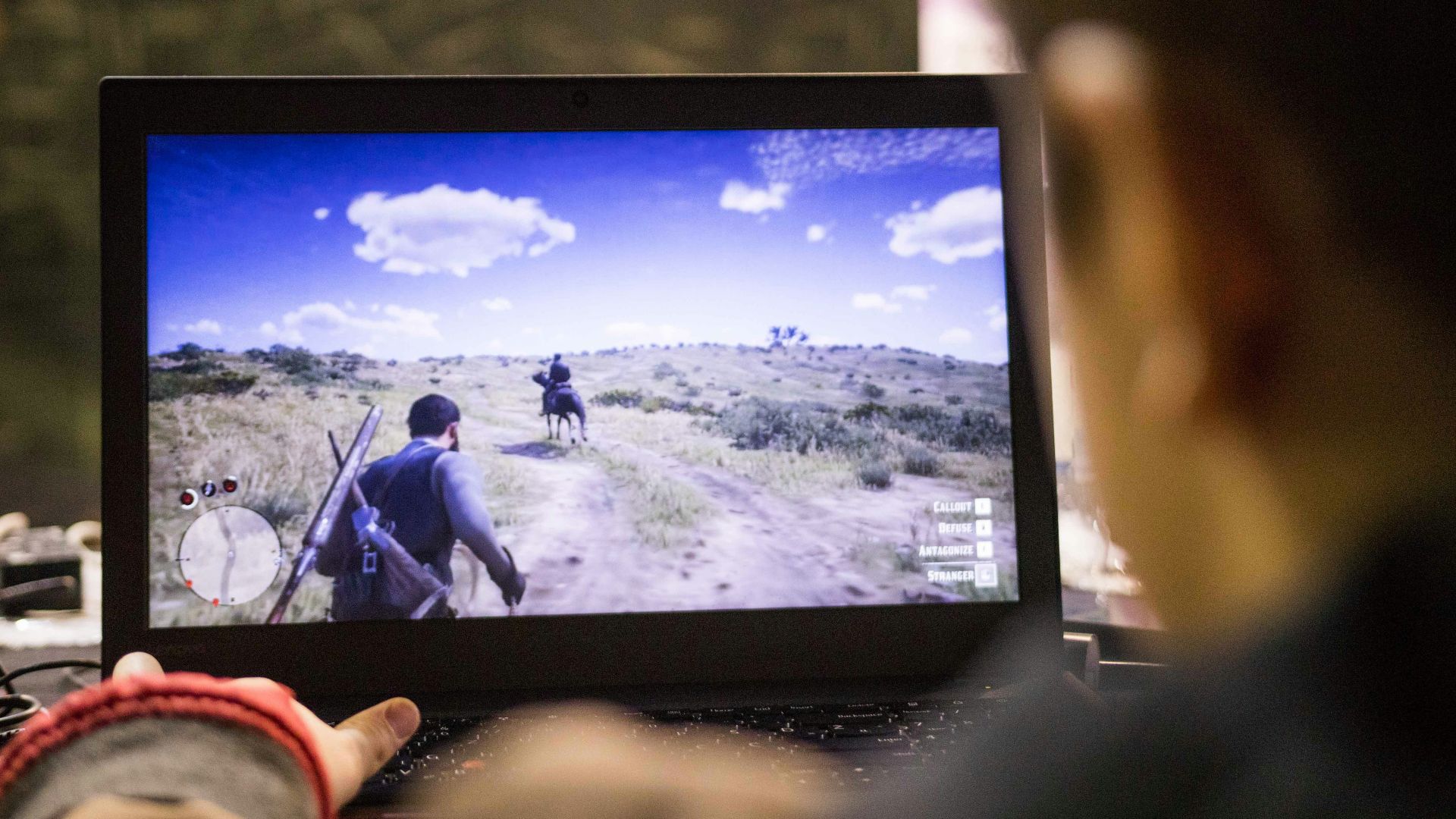 a person holding a camera