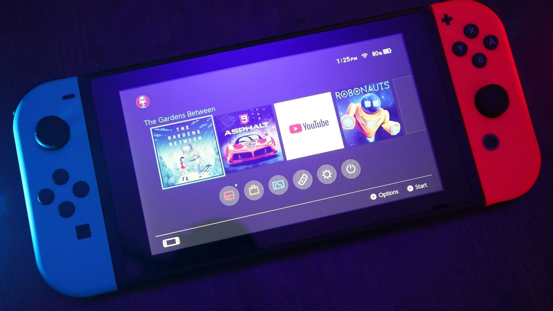 Nintendo Switch console turned on with Joy-Con controls