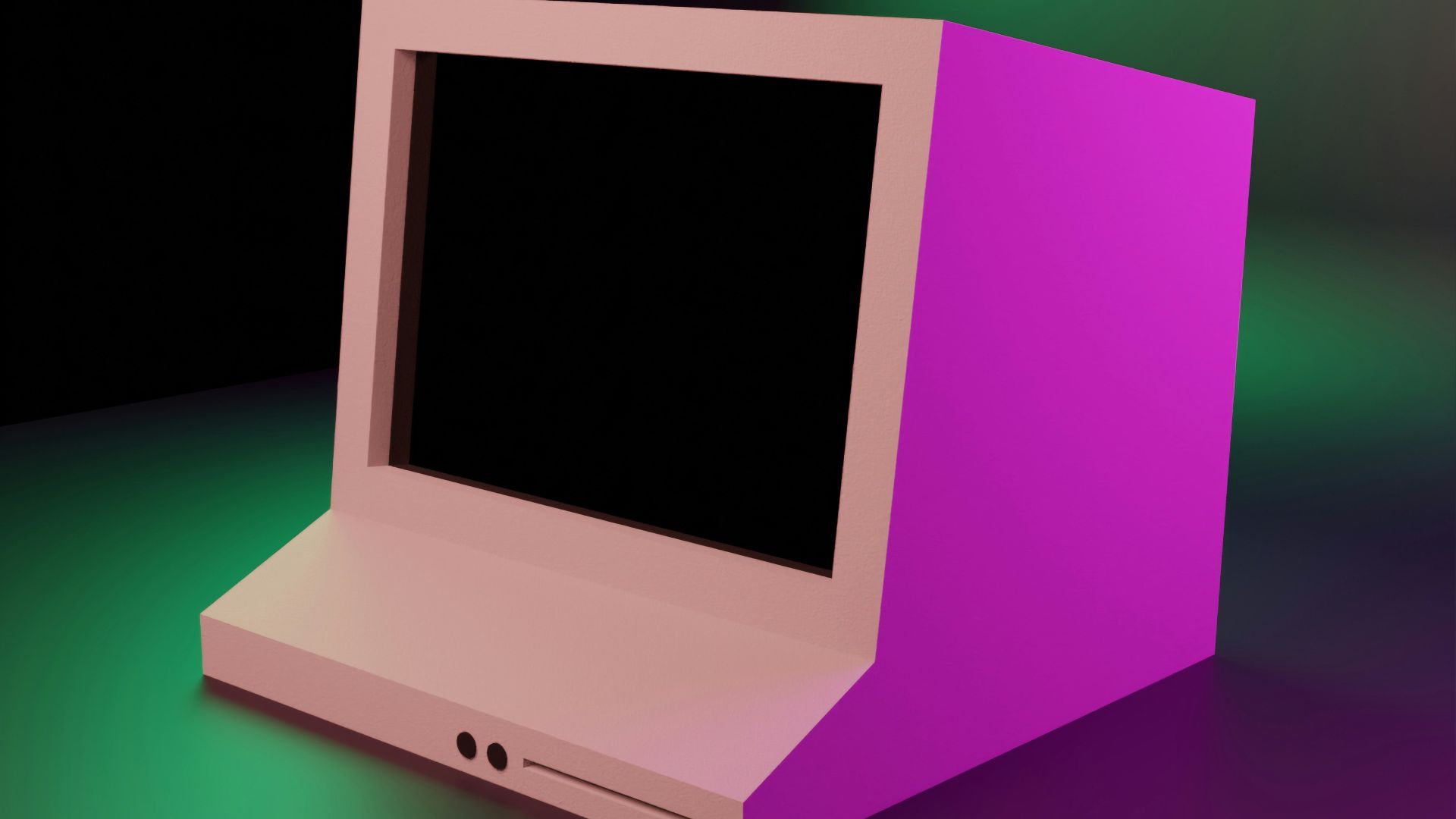 a computer monitor sitting on top of a table