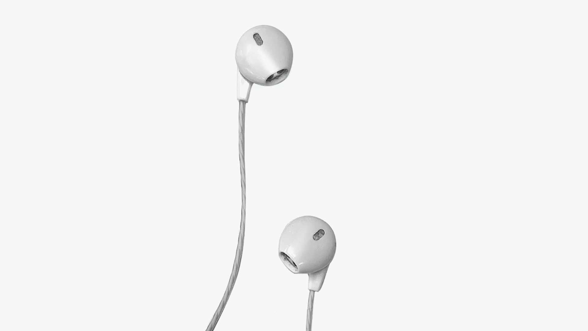 white apple earpods on white background