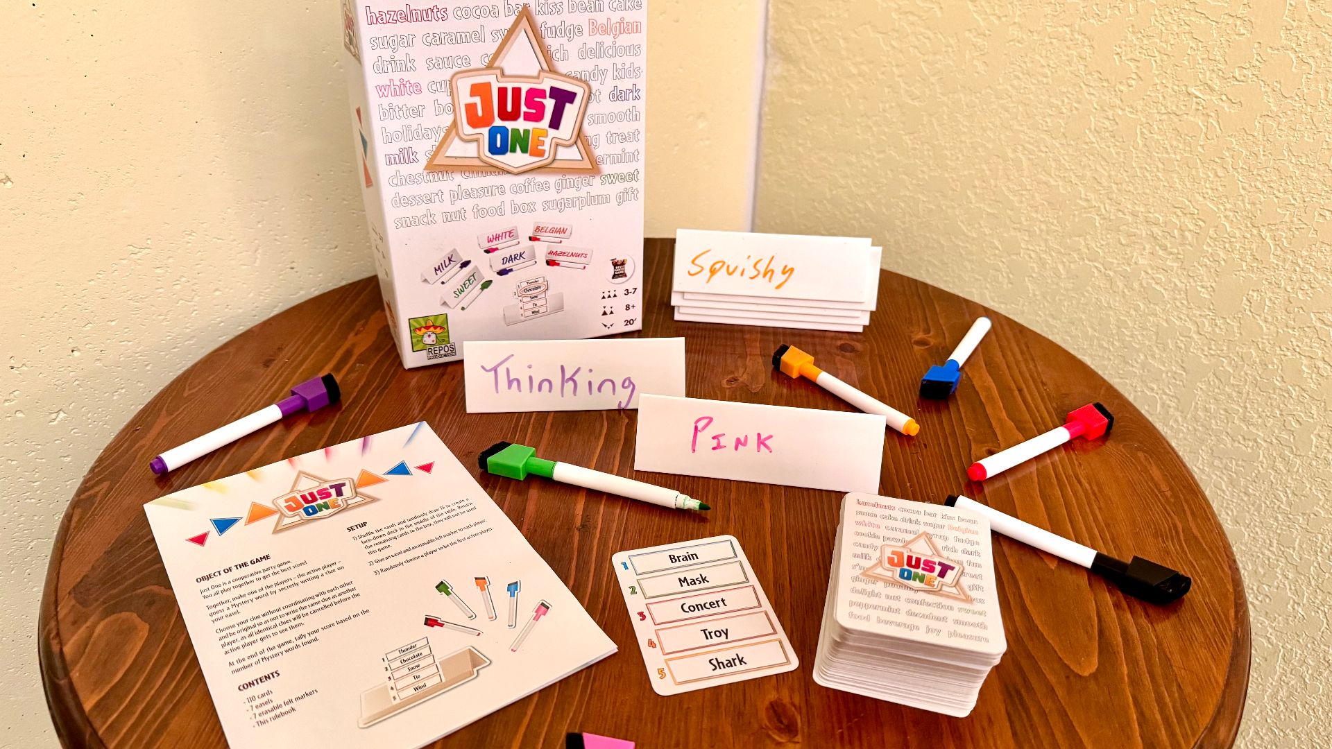 File:Just One party game box, rules, cards, and pieces 01.jpg