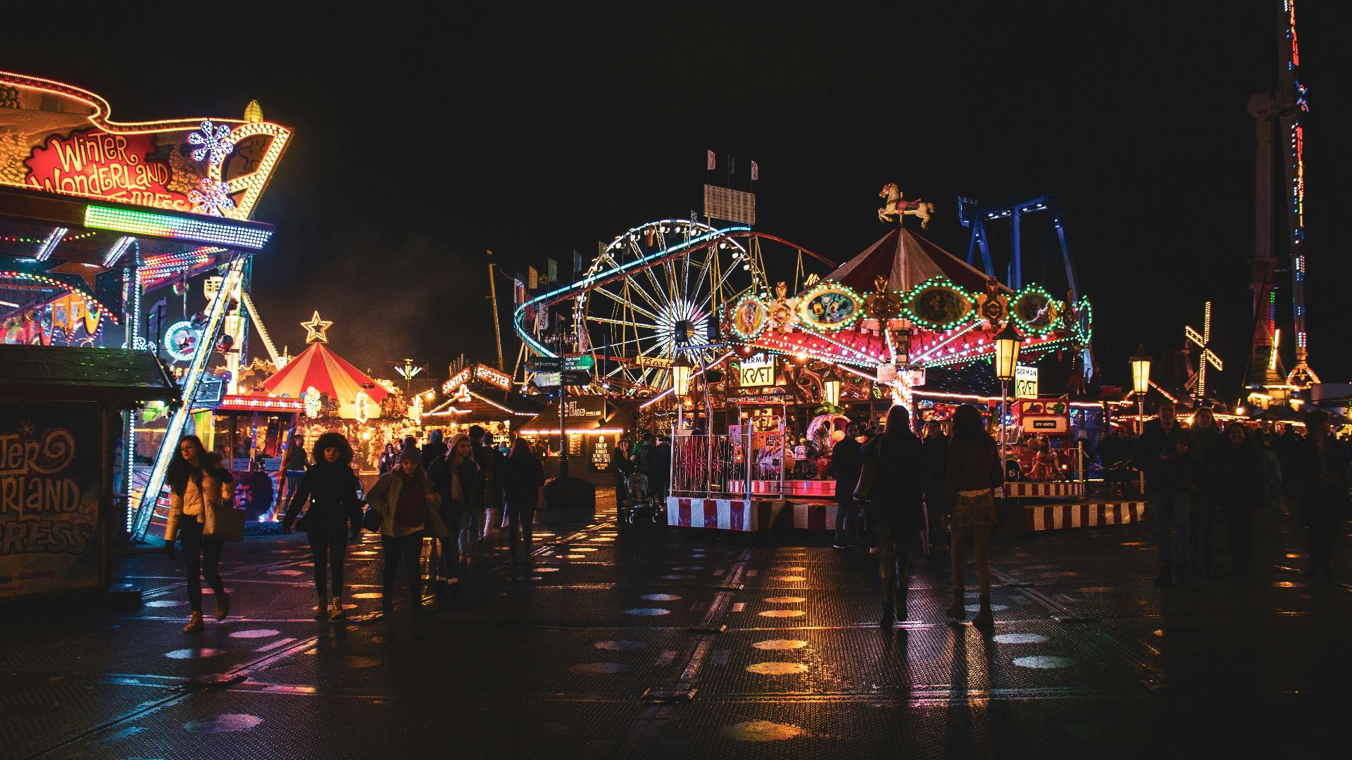 amusement park photo at night