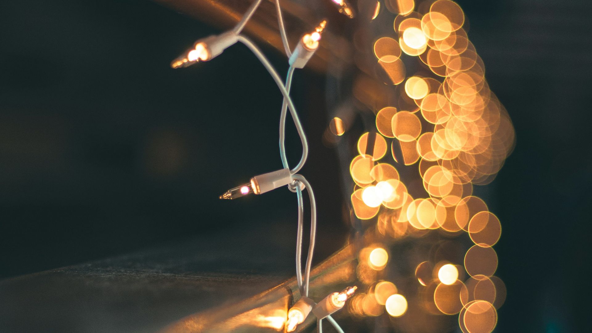 turned on string light