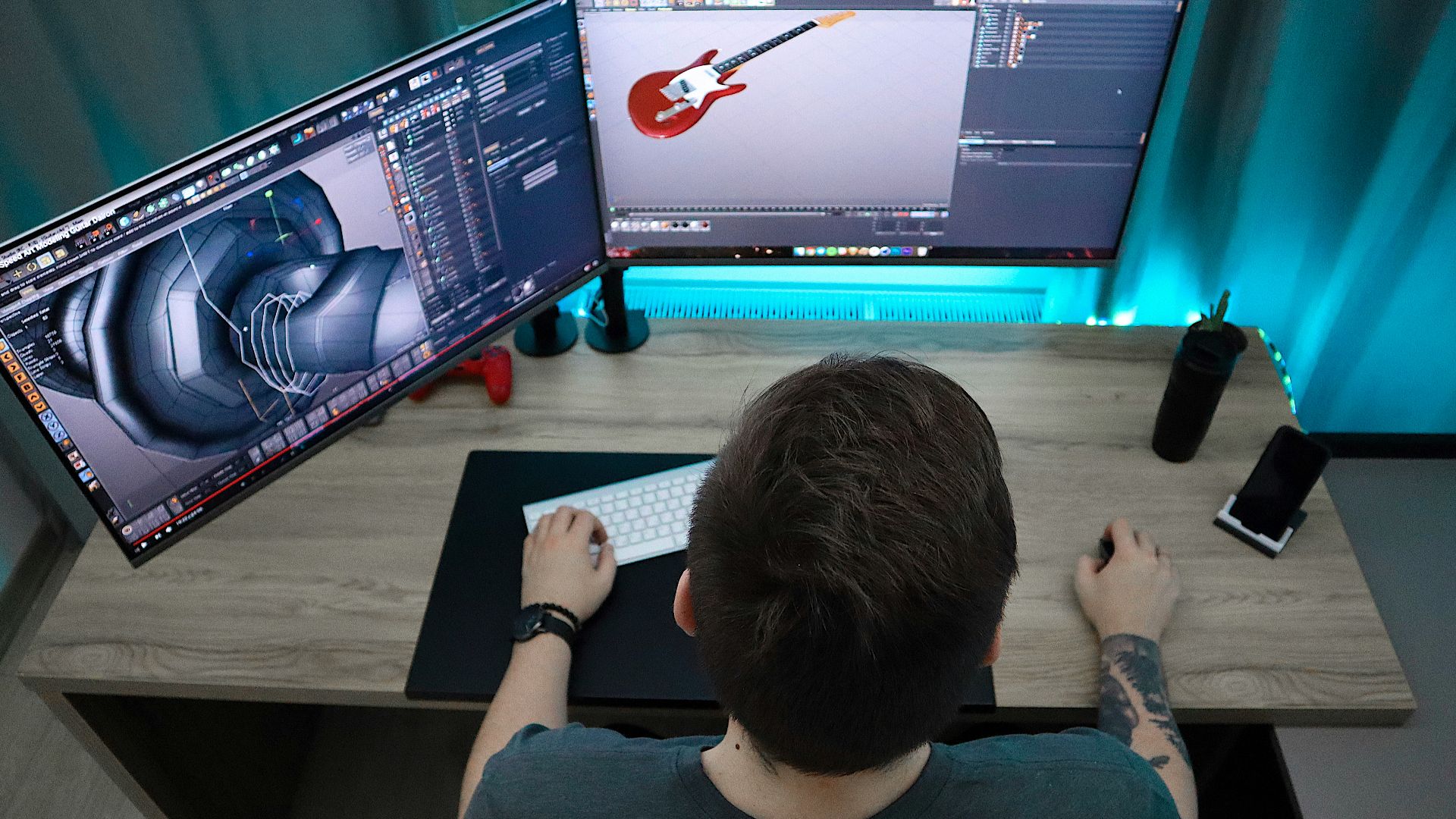 man sitting and using computer