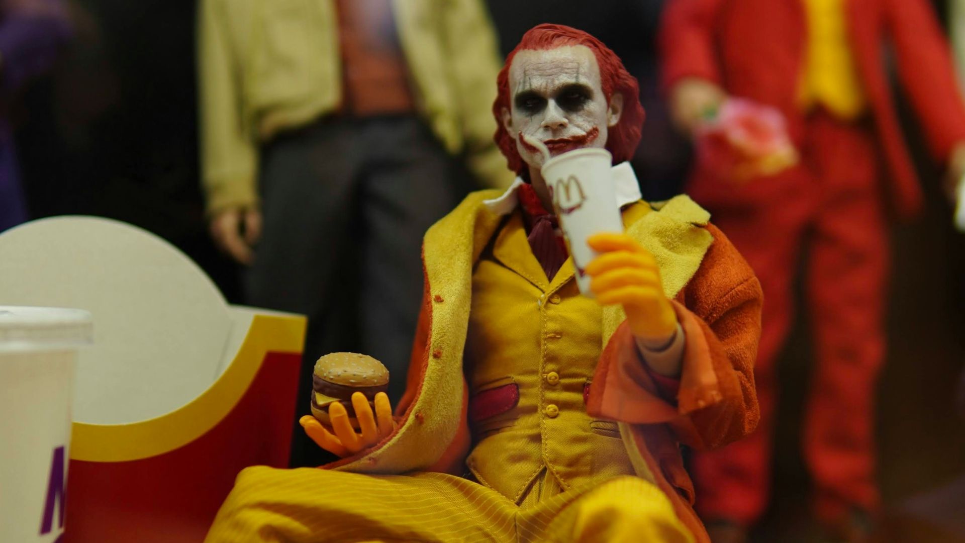 a group of toy figures sitting on top of a table