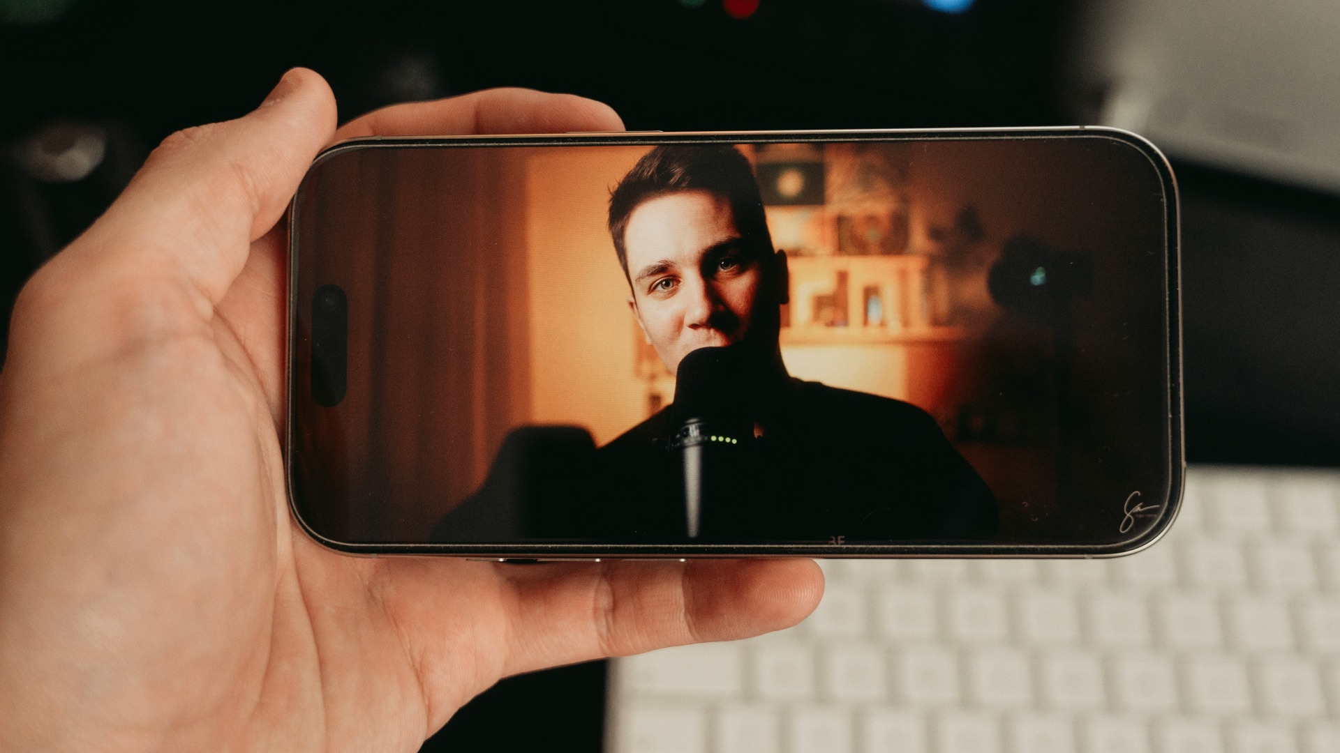 Someone is watching a video on their phone.