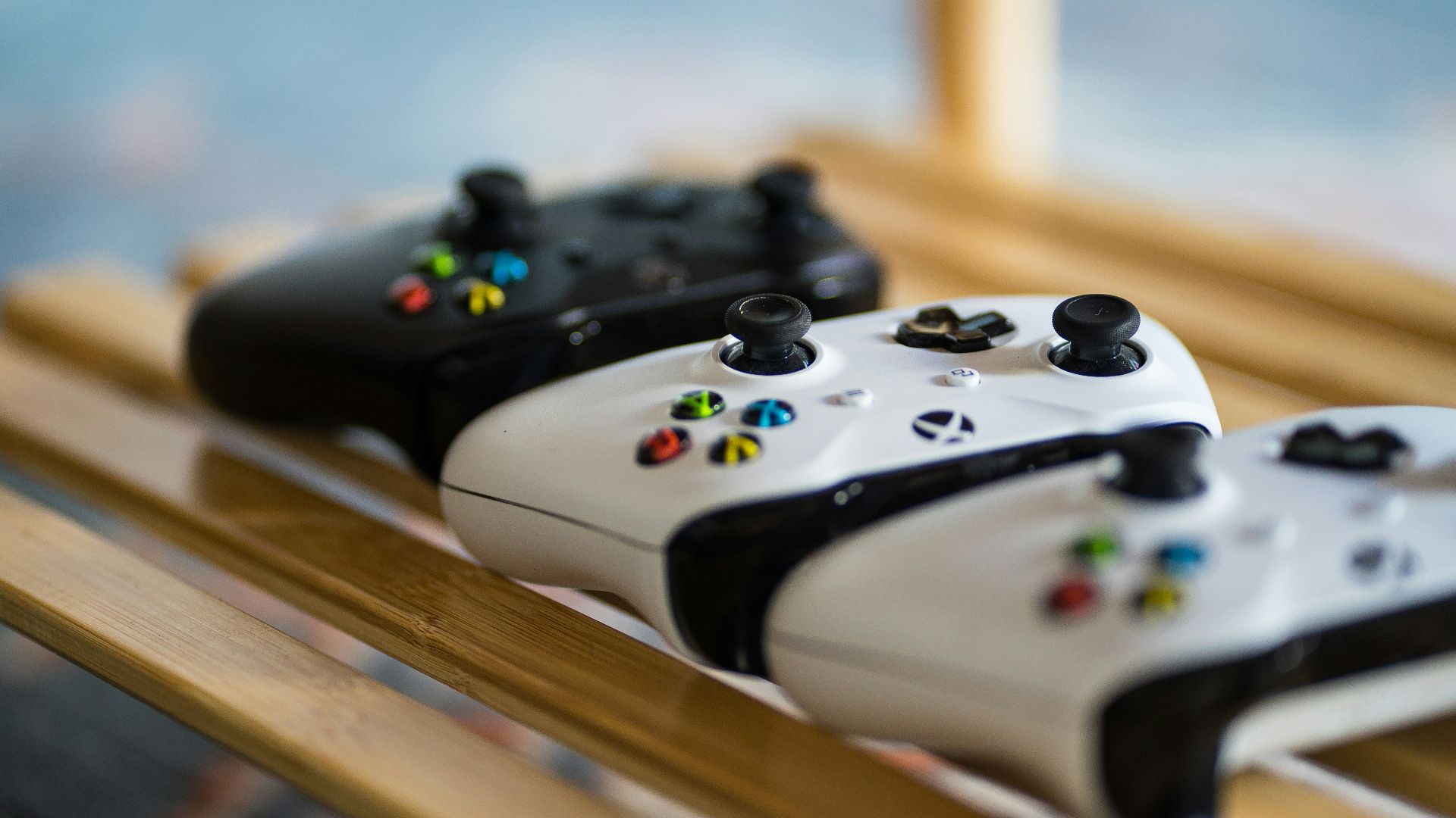 a group of game controllers