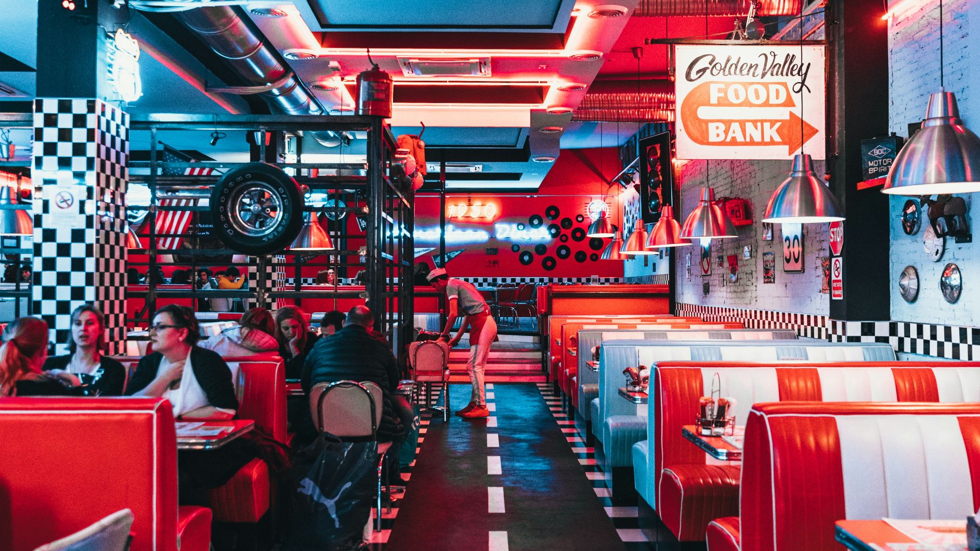 red leather bench inside room