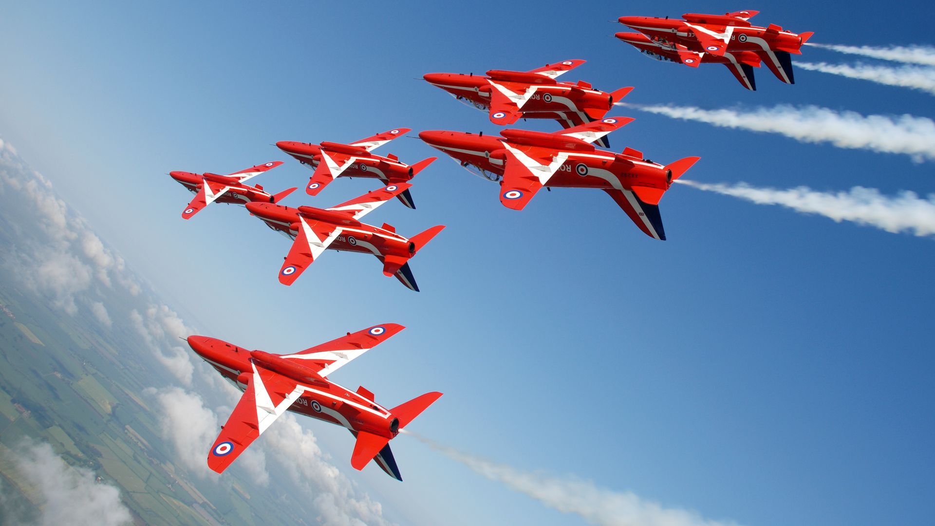 File:The Red Arrows roll upside down in tight formation during display training MOD 45147906.jpg