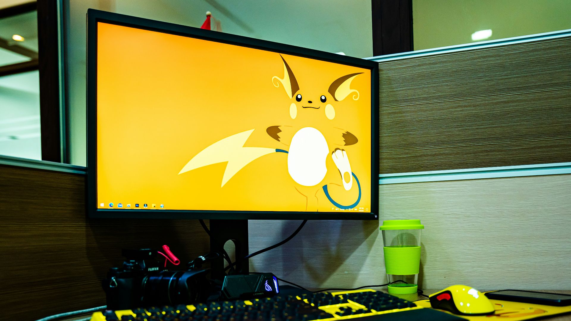 black flat screen computer monitor turned on beside black computer keyboard