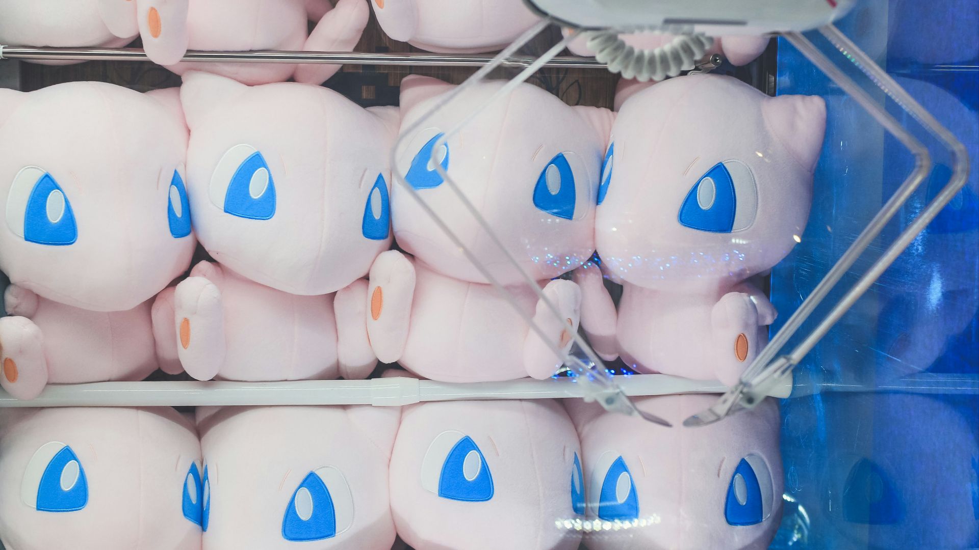 white and blue plush toy