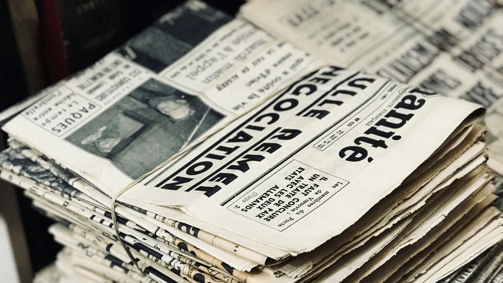 bundle of newspaper on table