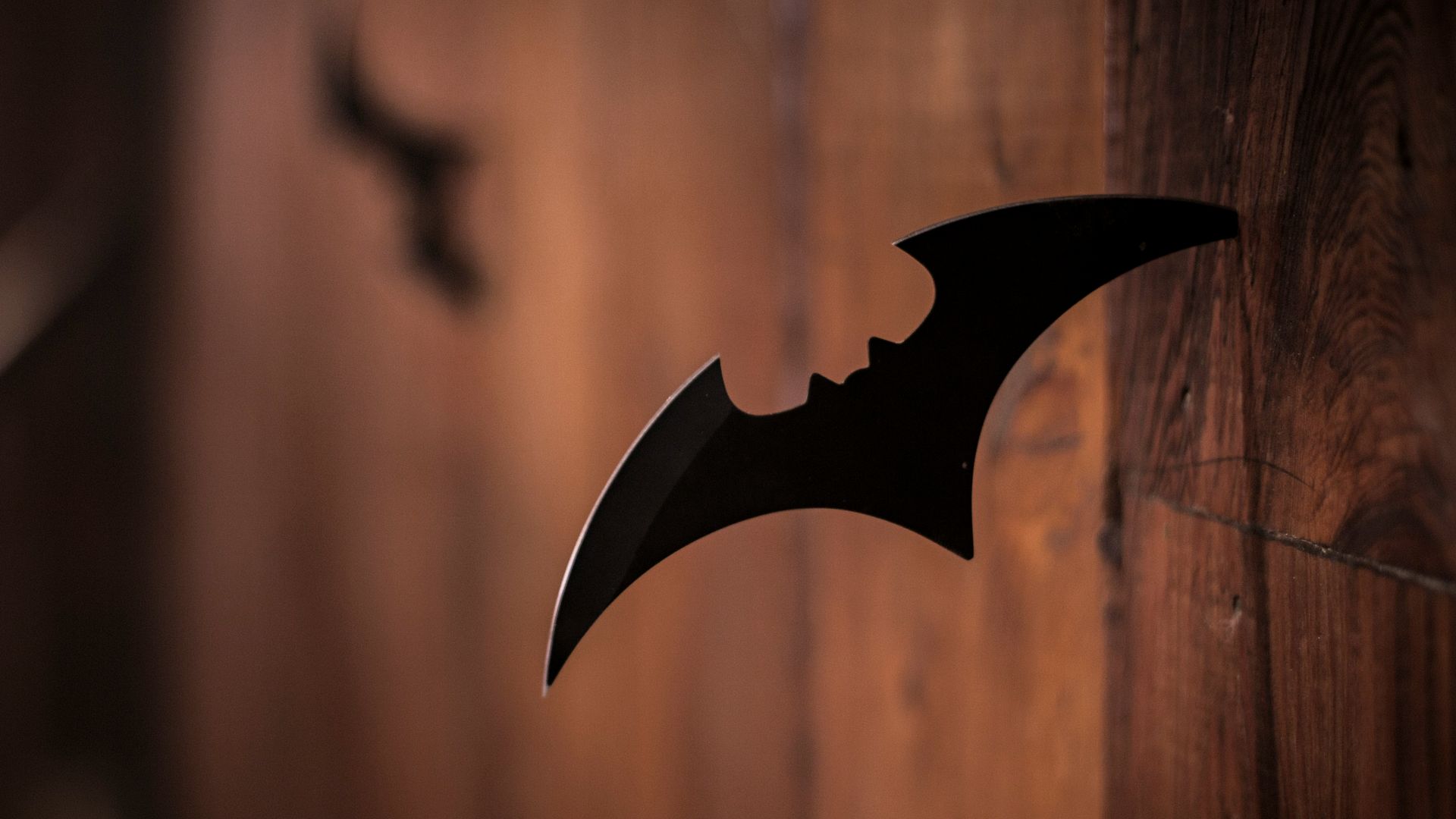 closeup photo of shuriken on wood