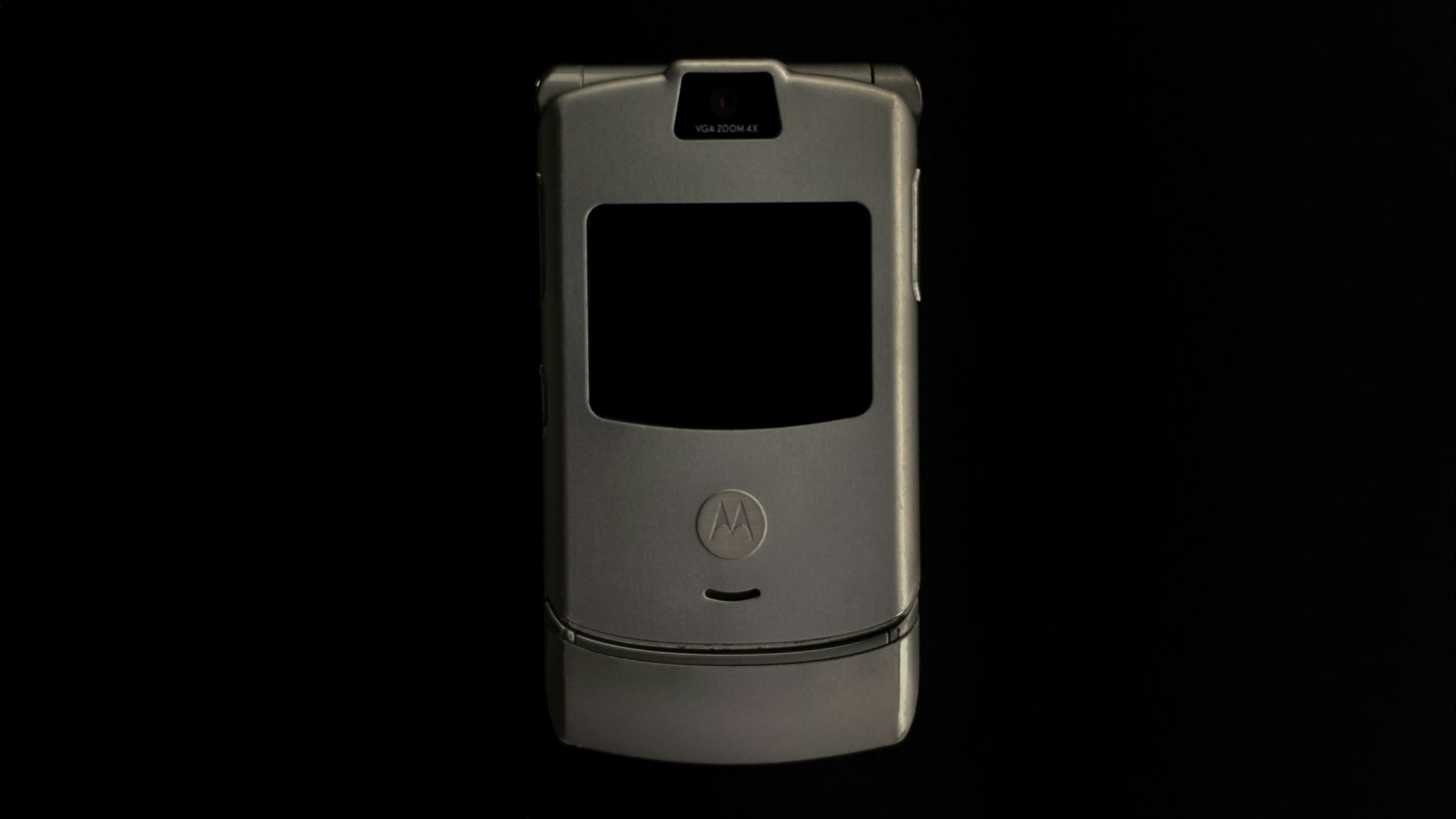 silver and black flip phone