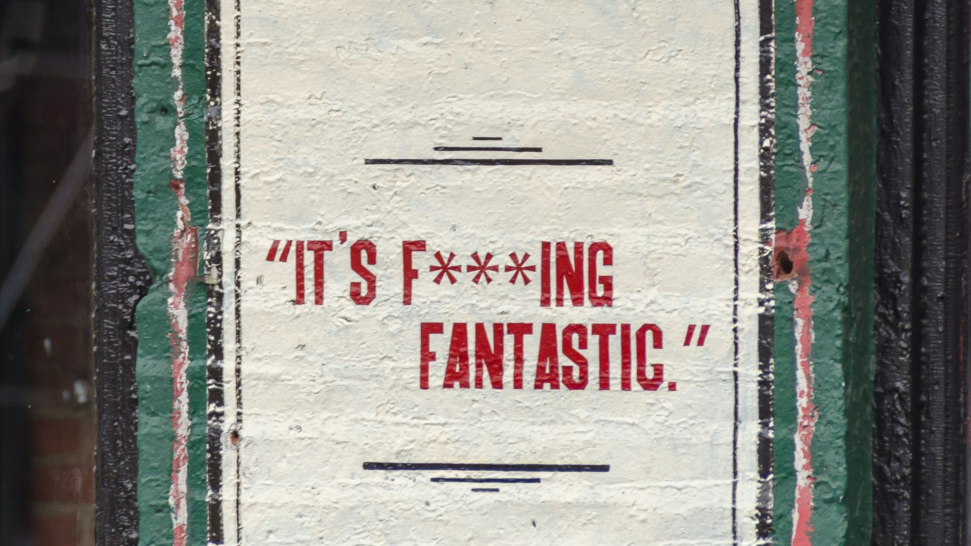 white and red wooden signage