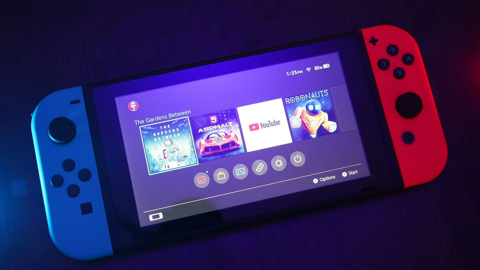 Nintendo Switch console turned on with Joy-Con controls