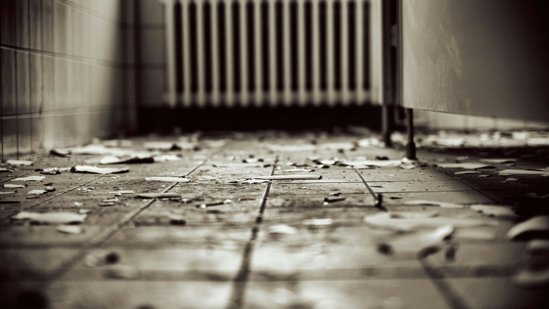 grayscale photo of panel radiator