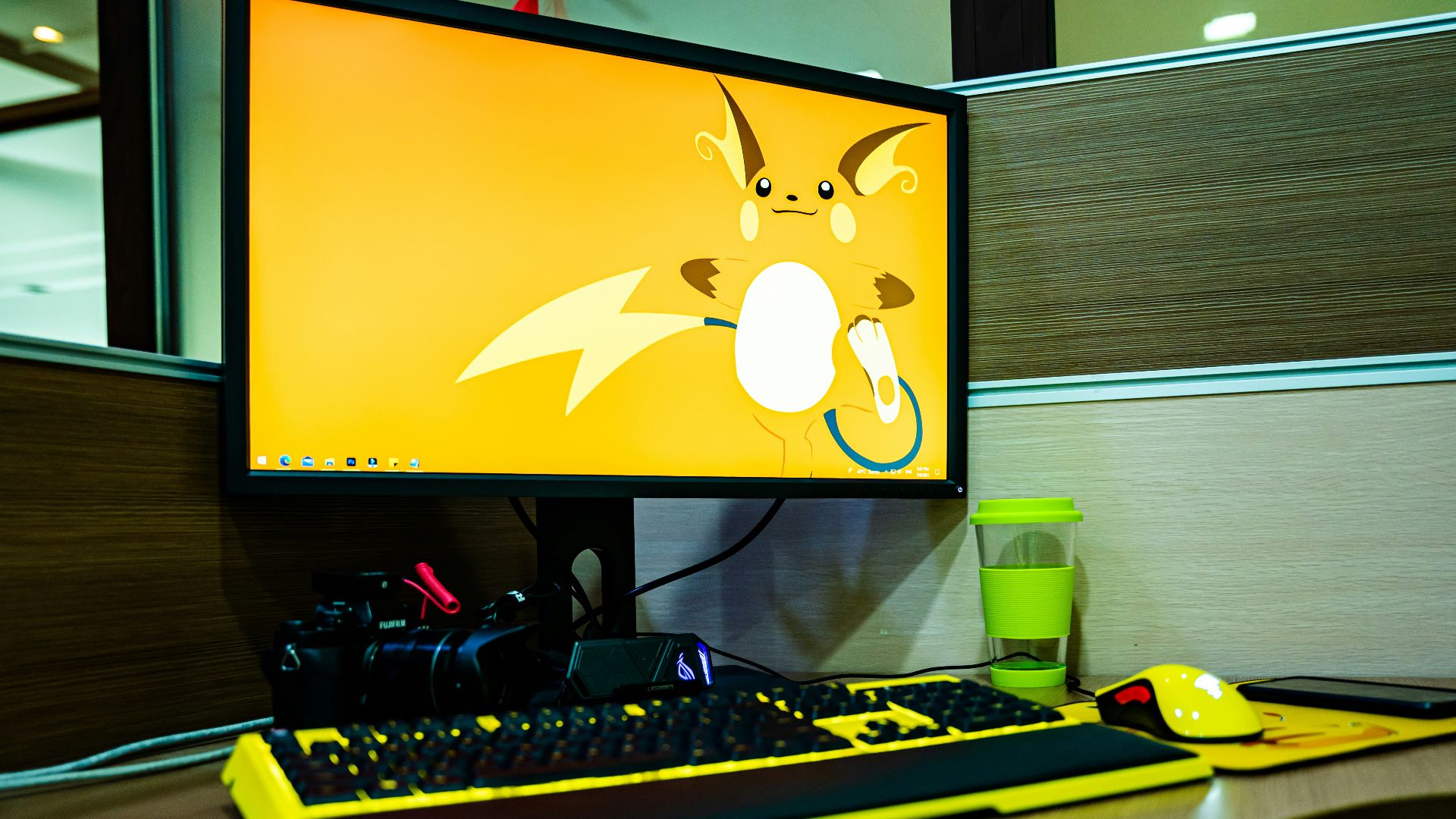 black flat screen computer monitor turned on beside black computer keyboard