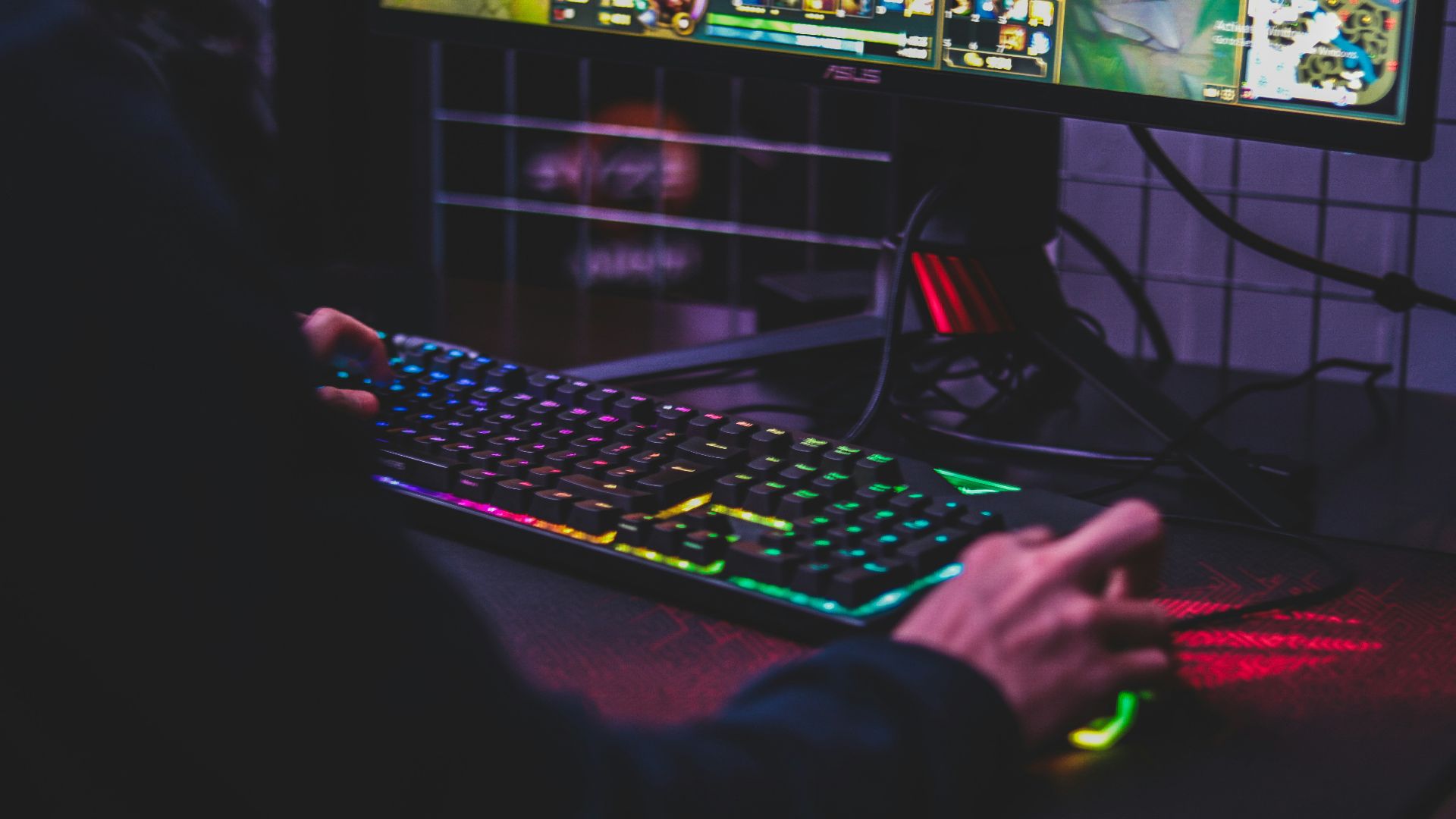 person using desktop computer