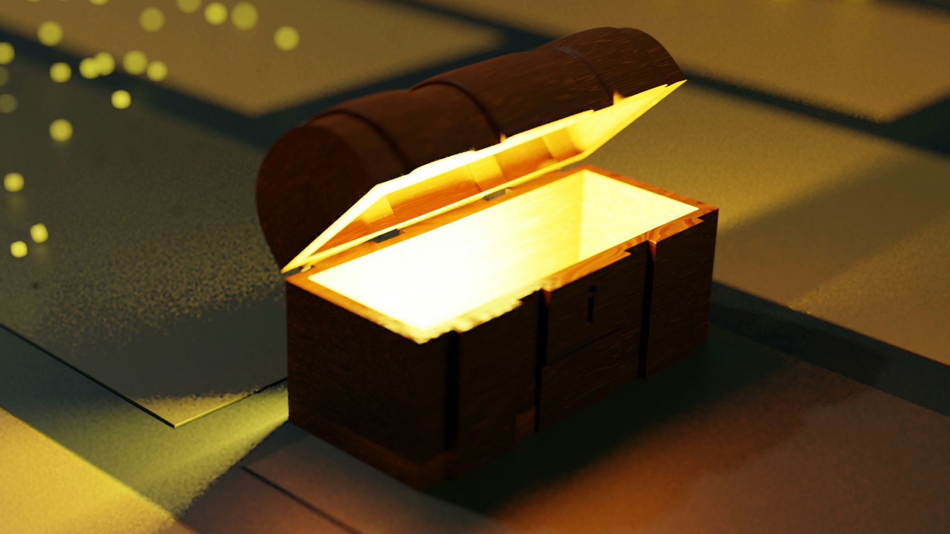 a lit up box sitting on top of a table