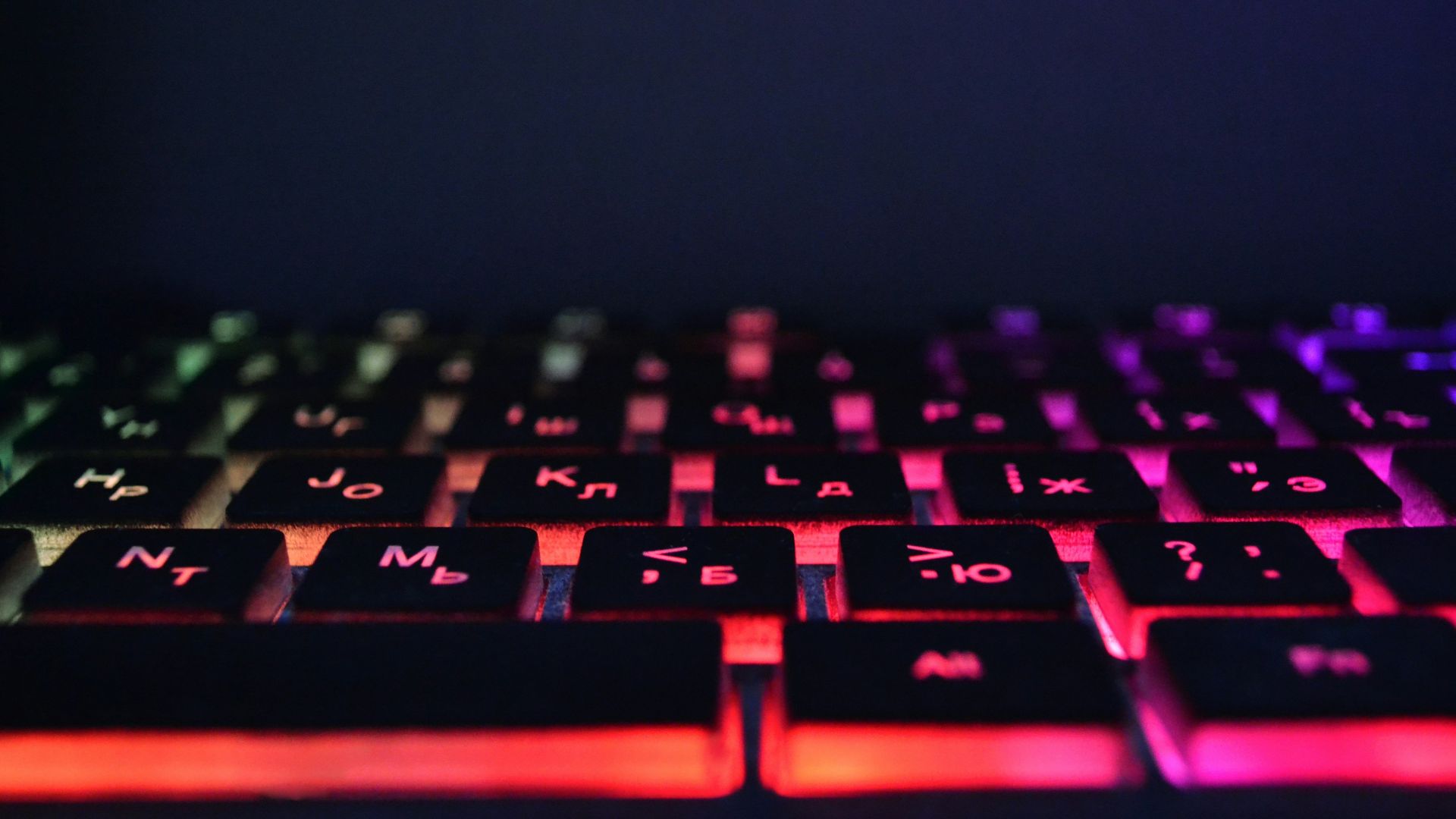 close-up of mechanical LED keyboard