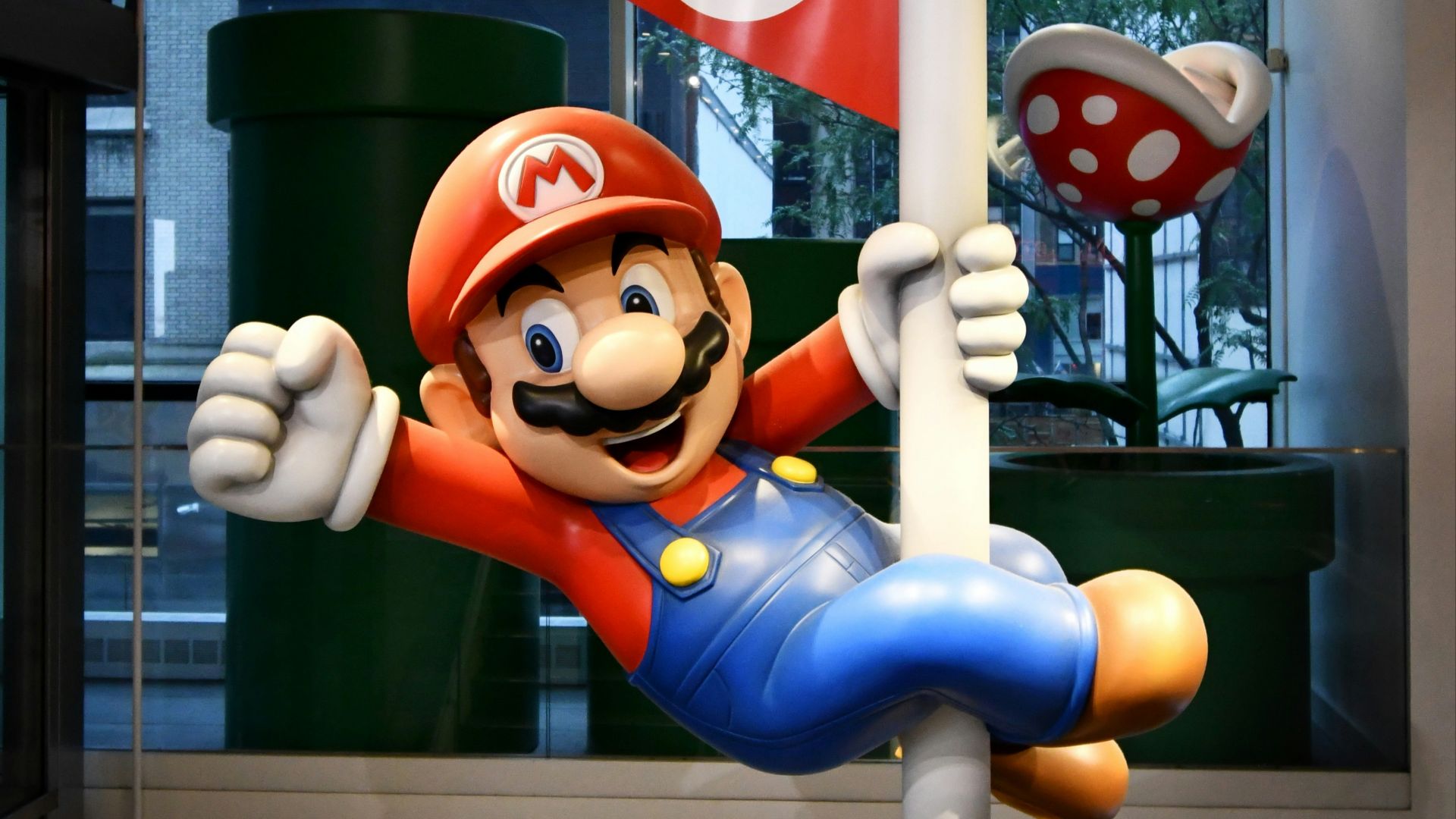 super mario holding m ms candy cane