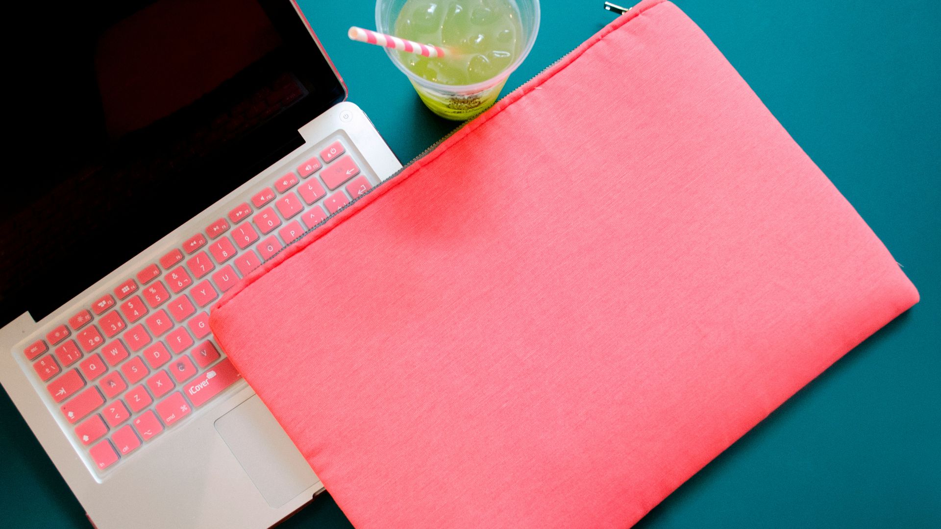 pink laptop computer