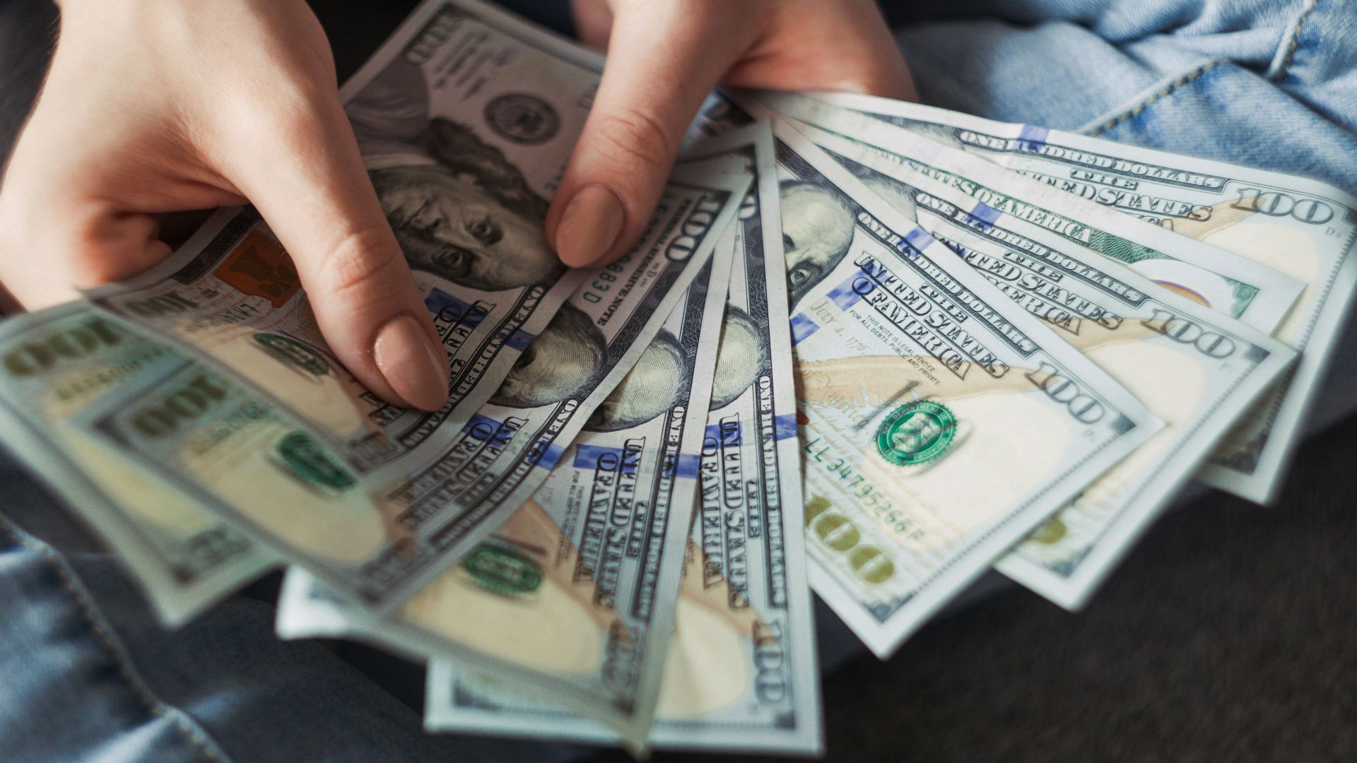 fan of 100 U.S. dollar banknotes