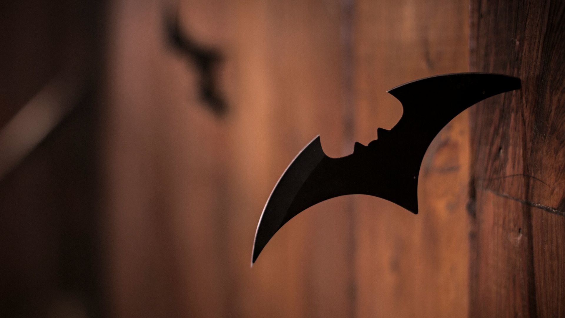 closeup photo of shuriken on wood