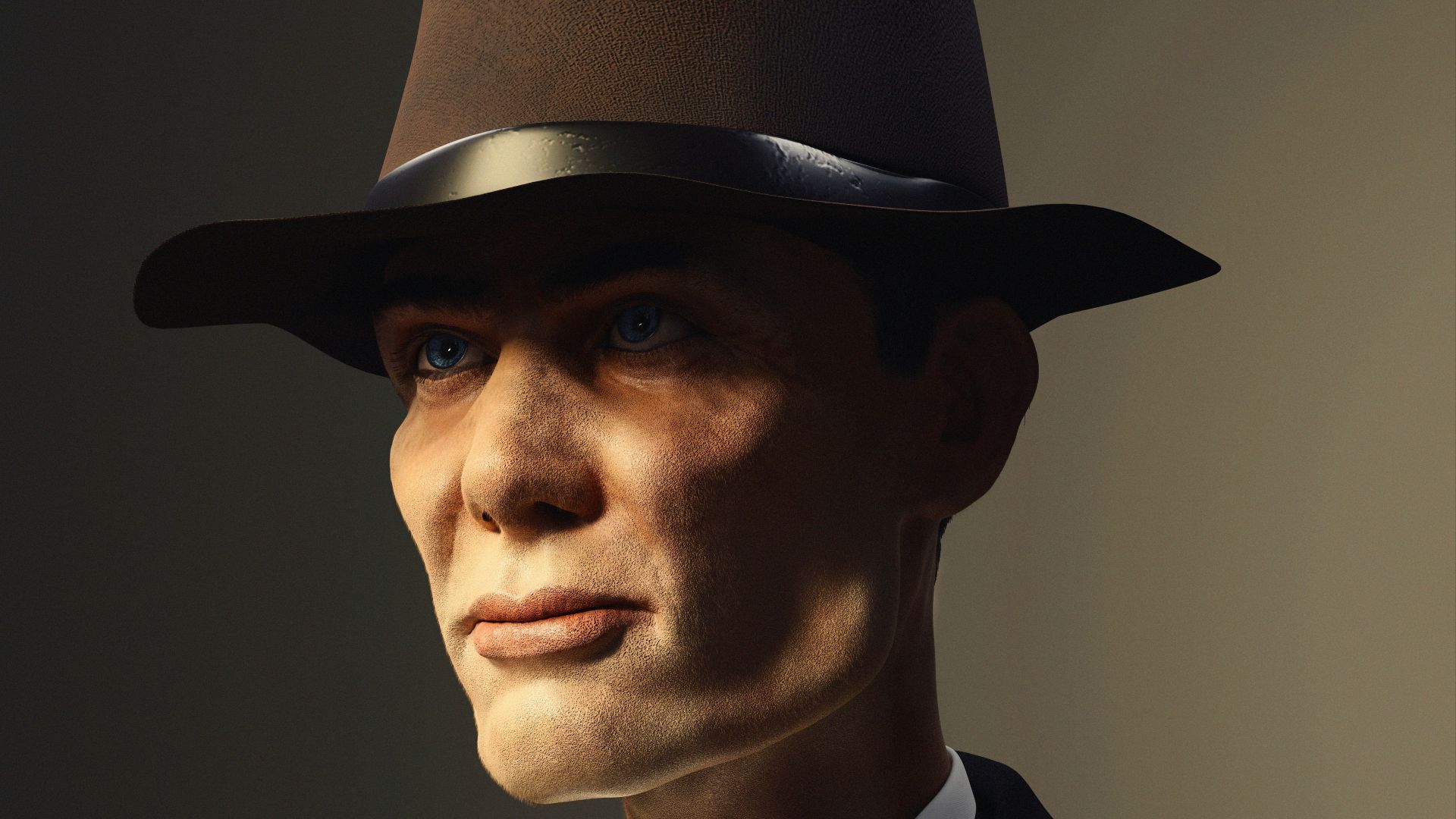 a man in a suit and tie wearing a hat