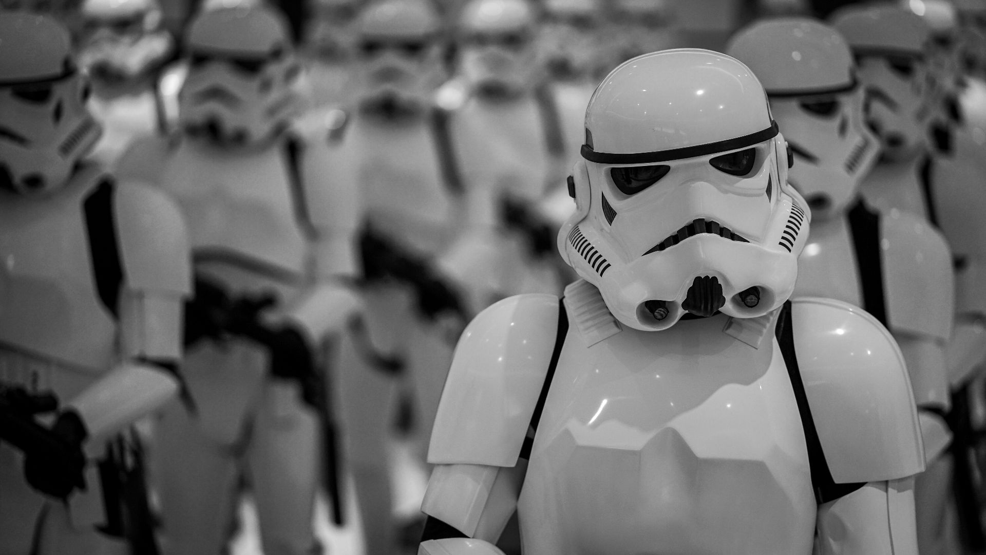 selective focus photography of Star Wars Stormtroopers