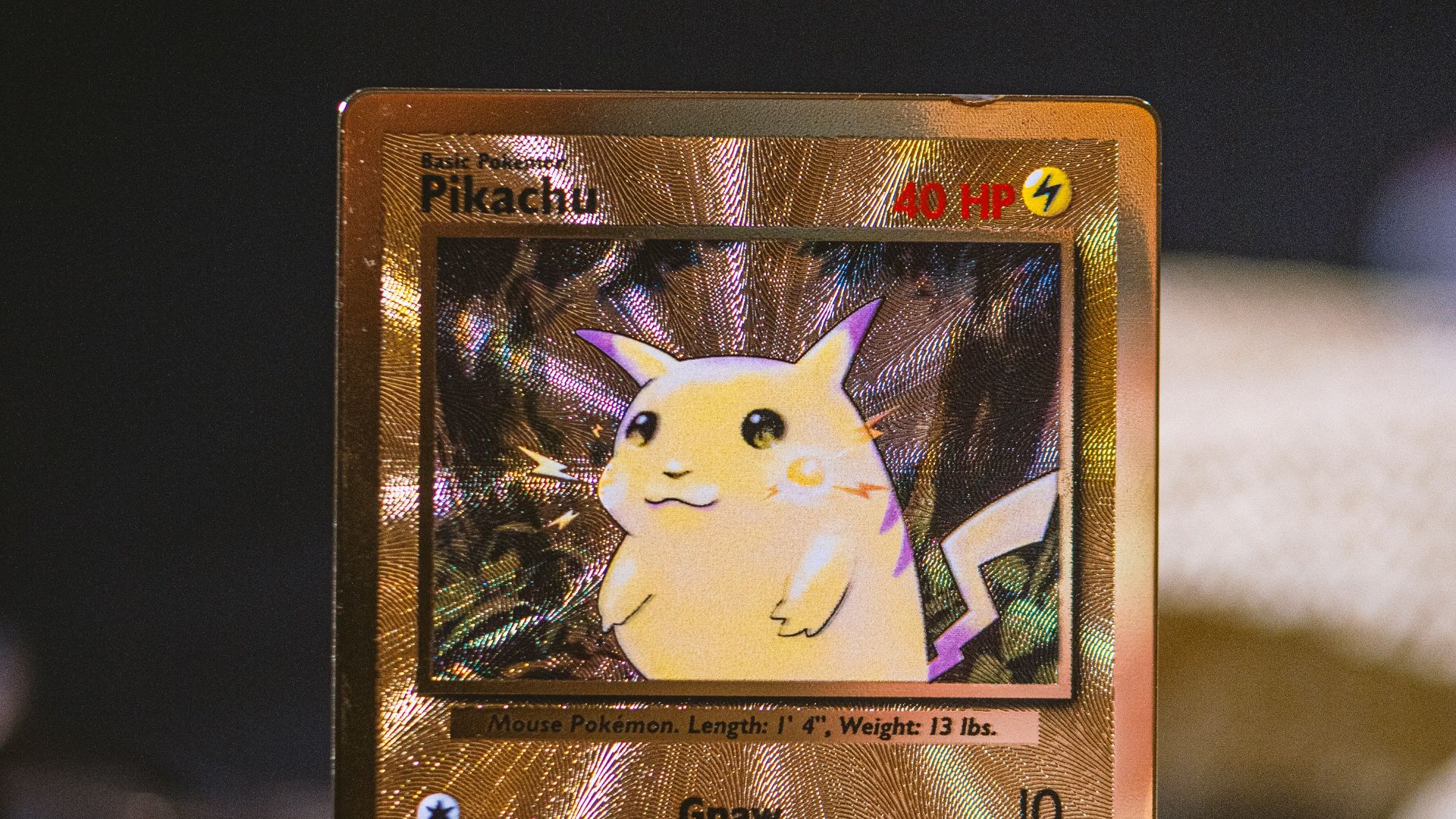 a pokemon card sitting on top of a table