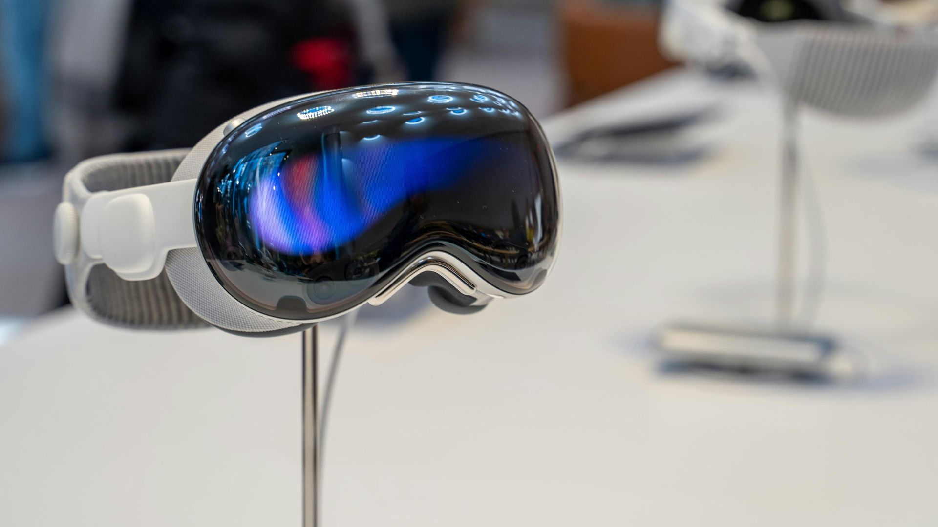 a pair of goggles sitting on top of a table