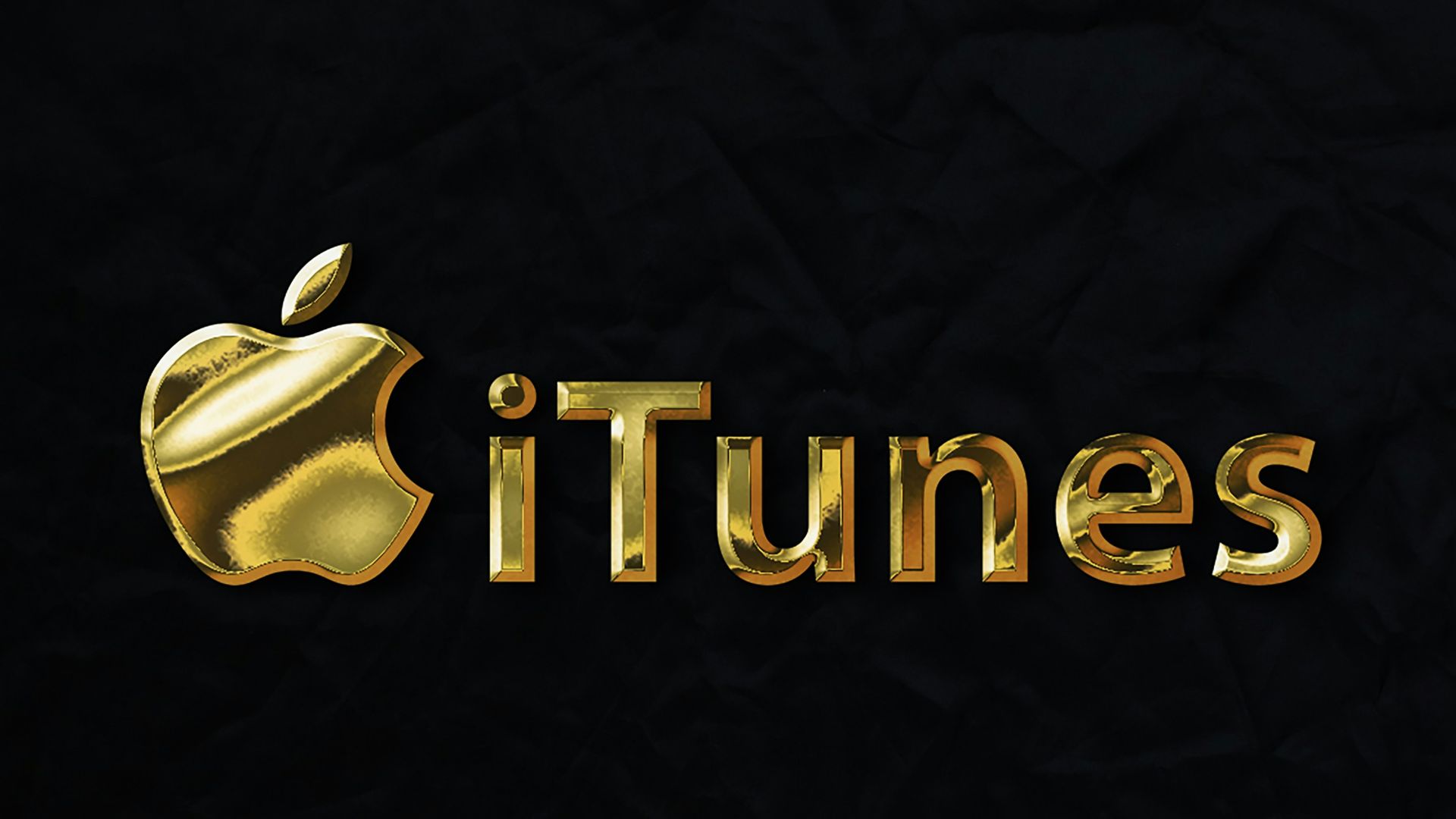 a golden apple logo on a black background