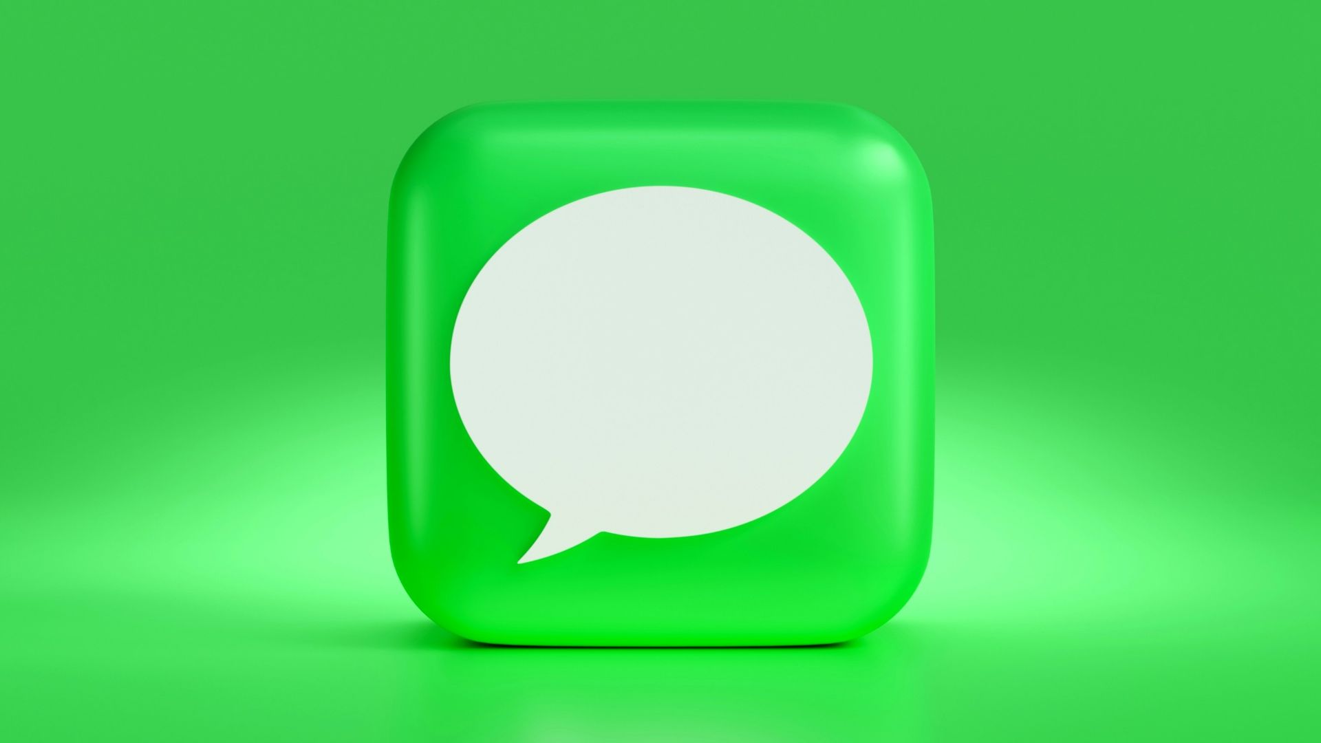 a green square with a white speech bubble
